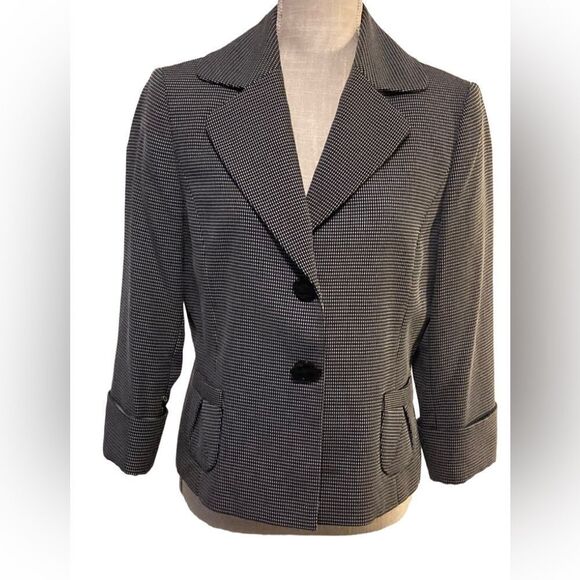 Tahari Black & White Houndstooth Blazer Jacket | Classic Career Workwear Medium - Picture 1 of 10